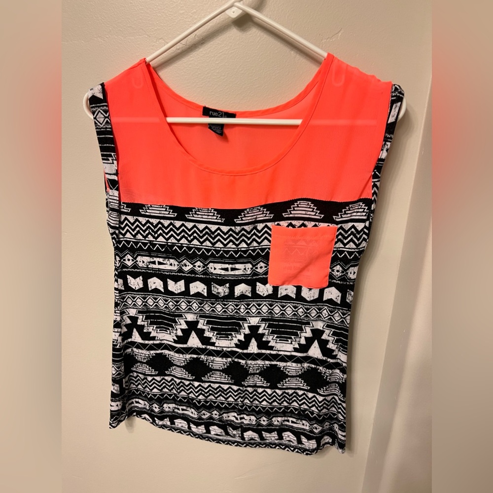 Aztec tank top with mesh top